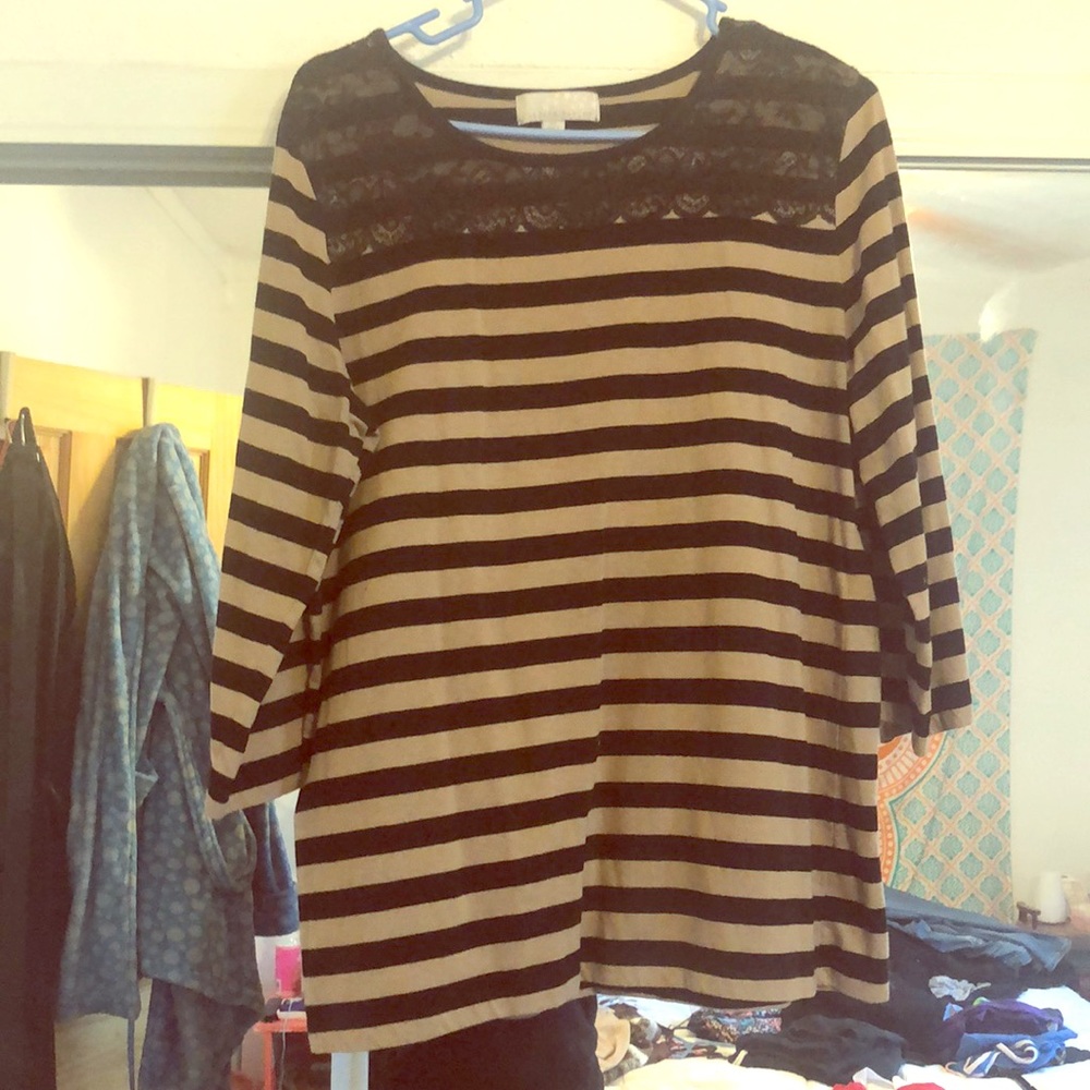 Brown/Black Striped Blouse